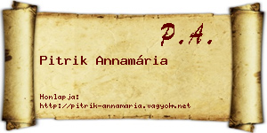 Pitrik Annamária névjegykártya